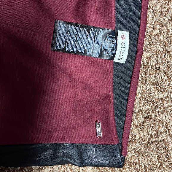 Guess maroon formal pants with leather sides - Picture 3 of 3